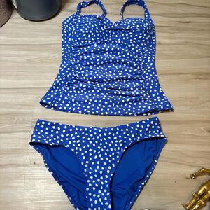 Women's Blue and White Bikinis-and-tankini-set